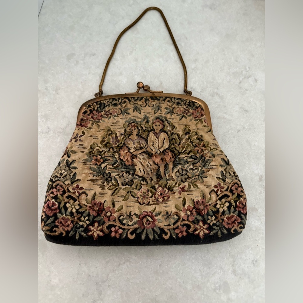 Vintage Tapestry Victorian Style Purse by Lowy & Mund